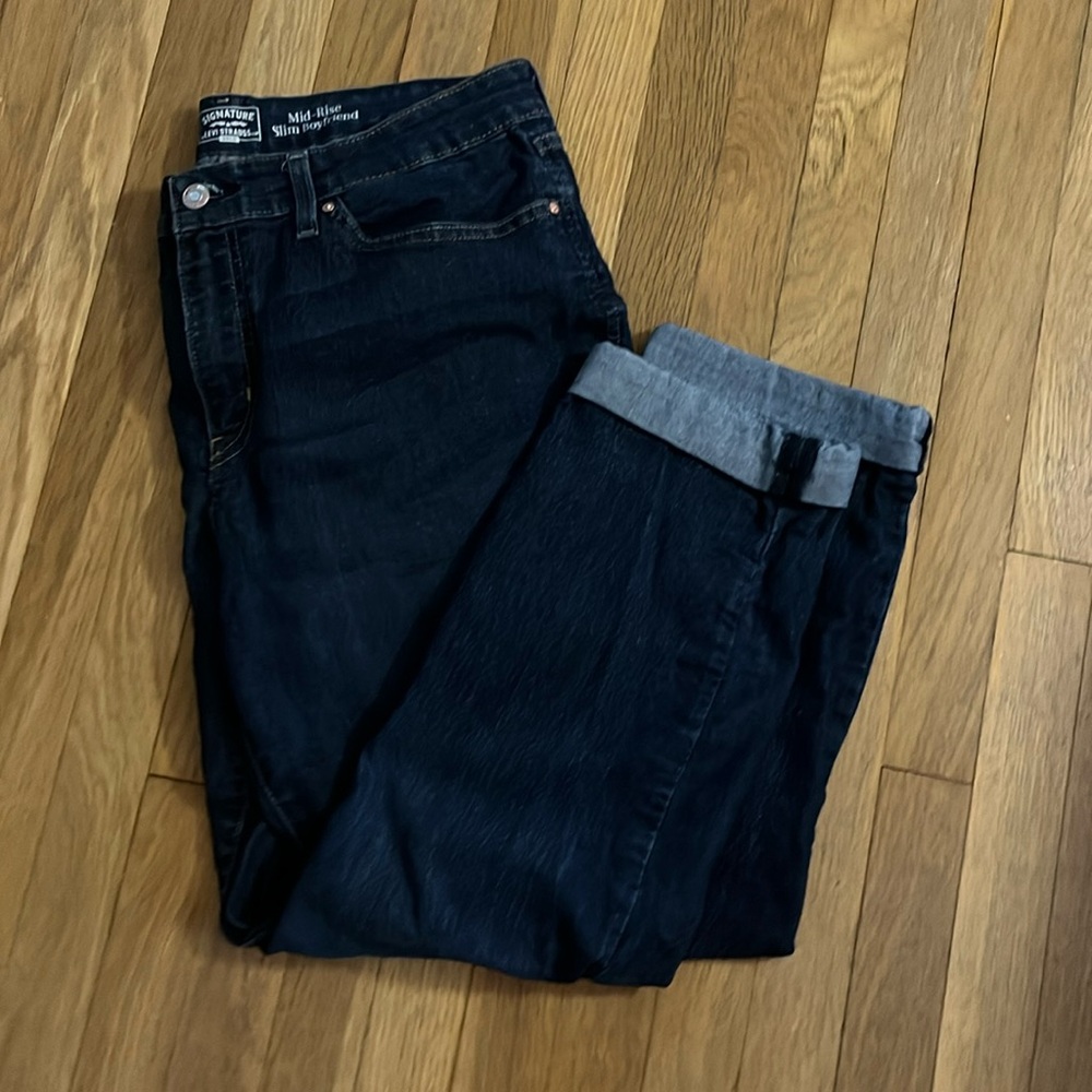 Signature by Levi Strauss SZ 16/33 Mid-Rise Slim Boyfriend Cuffed Crop Stretch